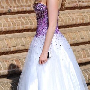 Beautiful purple and white prom gown